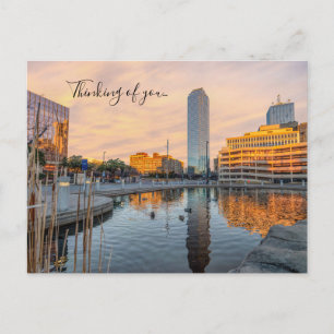 Pioneer Plaza-dammen Morgon Tänker på dig vykort