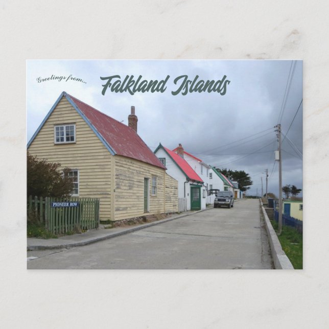 Pioneer Row Stanley Falklandsöarna Vykort (Framsida)