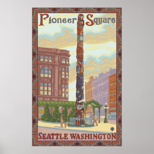 Pioneer Square - Seattle, WA Totem Pole Poster (Framsidan)