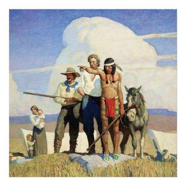 Pioneers Western Art av NC Wyeth Fototryck (Framsidan)
