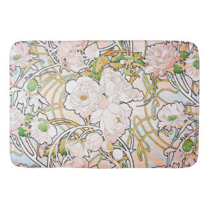 Pionen blommar den blom- art nouveaubadmattan badrumsmatta
