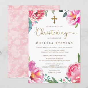 Pioner för rosor för dopinbjudningar   inbjudningar