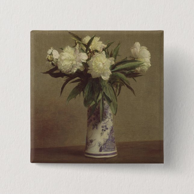 Pioner i en blått- och vitvas knapp (Framsida)