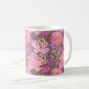 Pioner rosa ros blommor blomma trädgård bukett kaffemugg