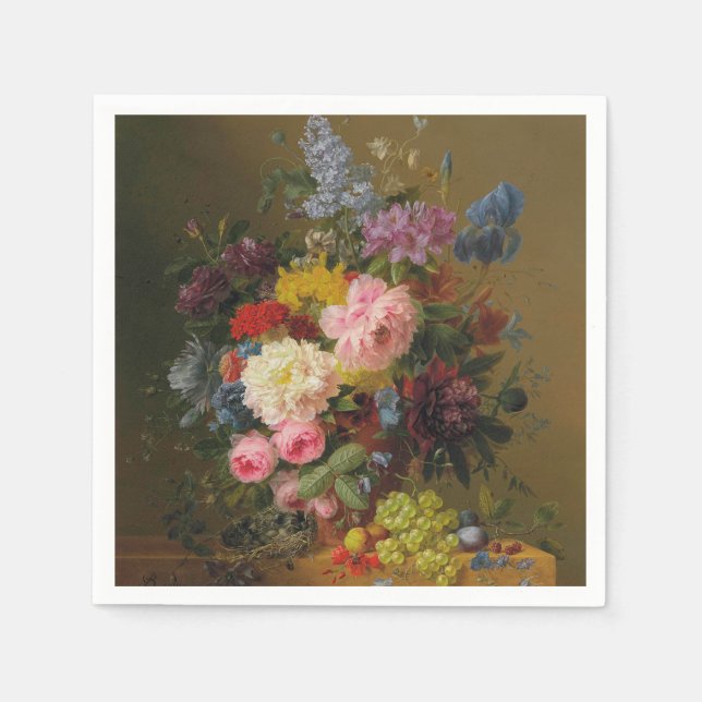 Pioner, Tulpaner, Rosor och Iris - A. Bloemers Pappersservett (Framsidan)