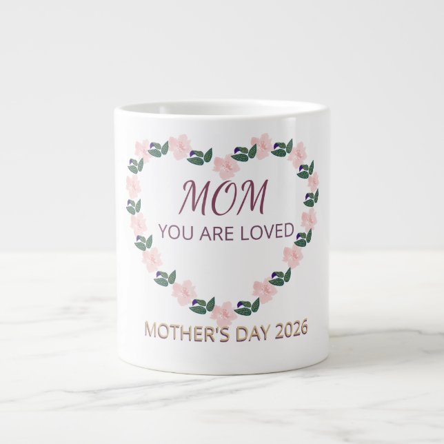 Pionhjärta Morgon kärlek till mamma Jumbo Mugg (Framsidan)
