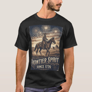 Pionjäranda Sedan 1776 Cowboy Häst Prärien. T Shirt