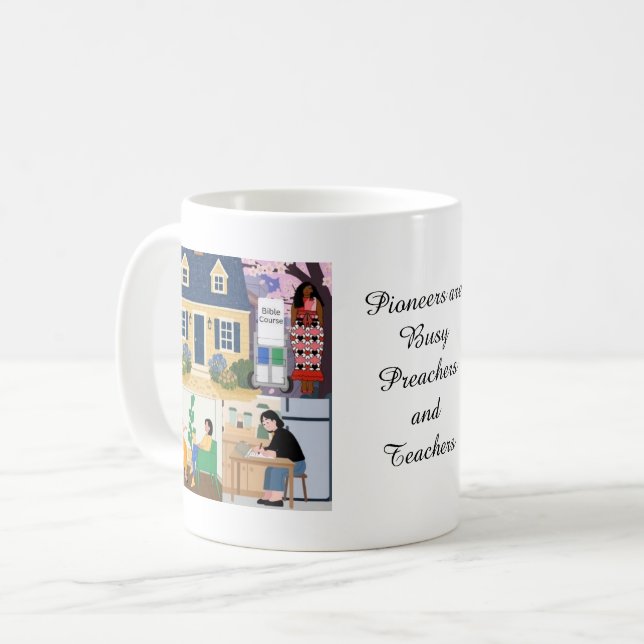 Pionjärer är sysselsatta predikanter och lärare -s kaffemugg (Framsida vänster)