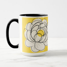 Pionmugg Djärv Gul Grafisk Blomma Minimalistisk Li Mugg