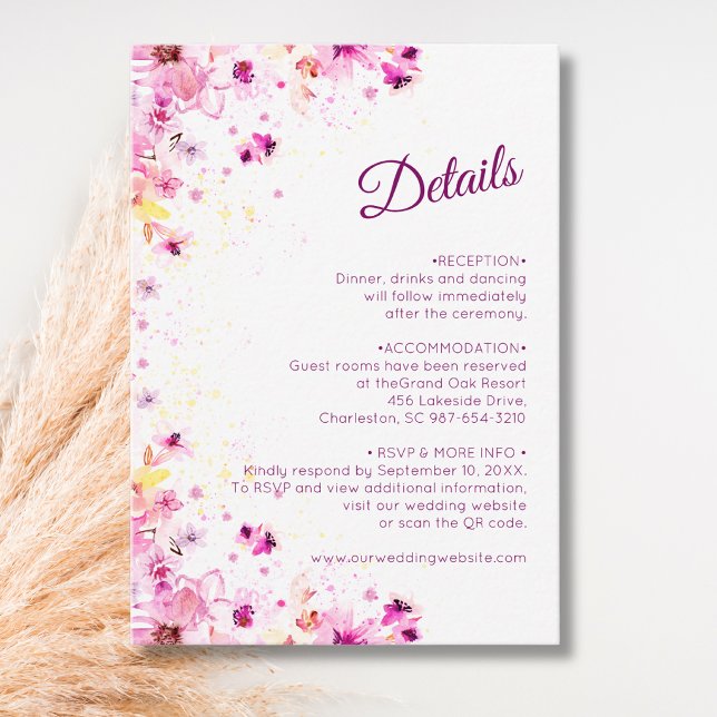 Pionros Rosa Romantik Bröllopsdetalj Tilläggskort (Skapare uppladdad)