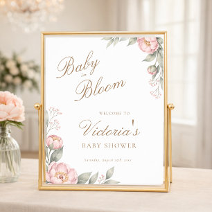 Pionrosor I Knopp Flickas Babyshower Välkommen Poster