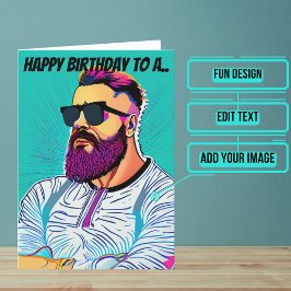PIP Art Teal Background Bearted Pärthday Kort