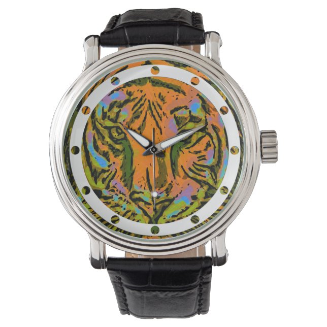 PIP Art TIGER HEAD + backgr. & idéer Armbandsur (Framsida)
