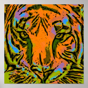 PIP Art TIGER HEAD + backgr. & idéer Poster