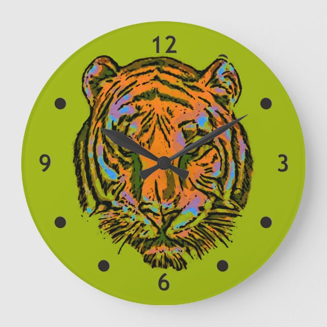 PIP Art TIGER HEAD + backgr. & idéer Stor Klocka (Framsida)