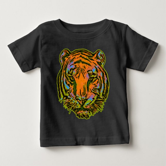 PIP Art TIGER HEAD + backgr. & idéer Tee Shirt (Framsida)