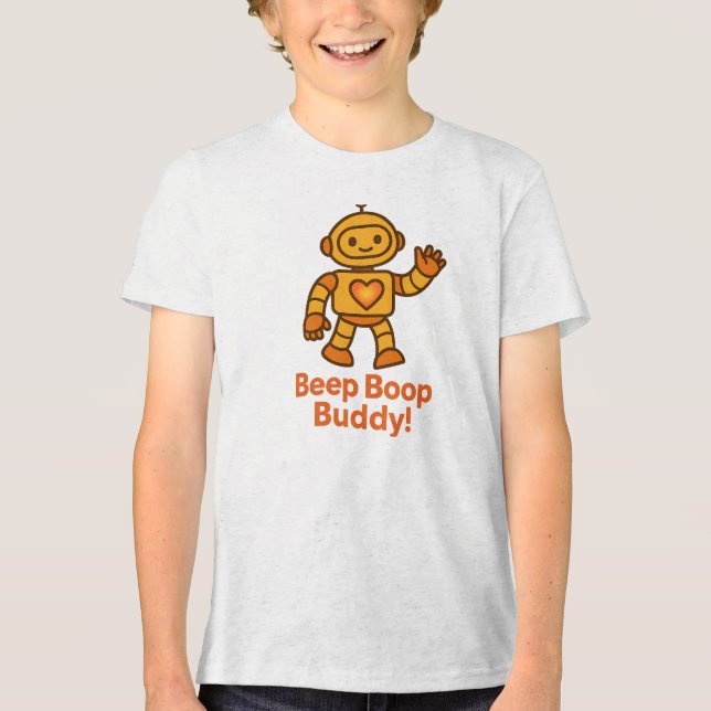 Pip Bloop Kompis Söt Robotdesign T Shirt (Framsida)