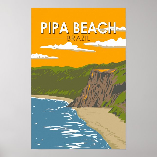 Pipa Beach Brasilien Resa Konst Vintage Poster (Framsidan)