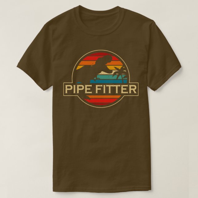 Pipe Fitter Dinosaur T Shirt (Design framsida)