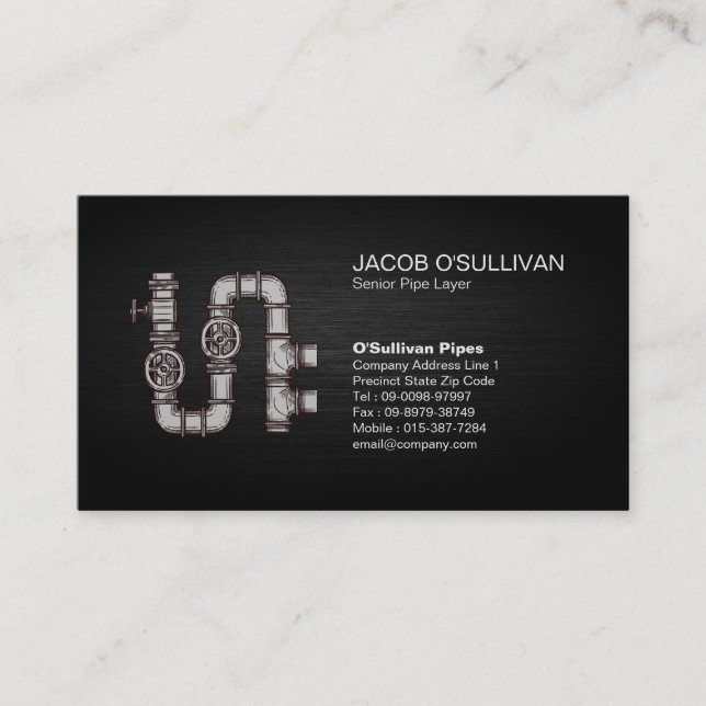 Pipe Lagrar Fitter Plumber Plumber Visitkort (Framsida)