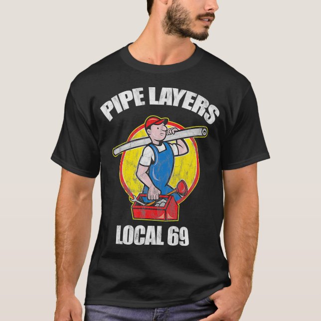 Pipe Lagrar Local 69 Funny VS HVAC  T Shirt (Framsida)