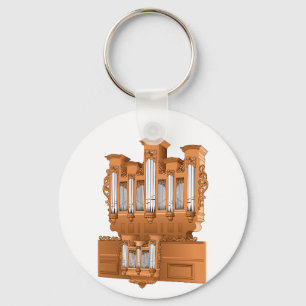 Pipe Organ, Church Organ Graphic Brown Nyckelring