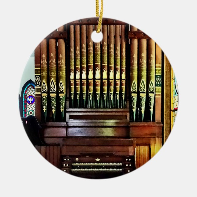 Pipe Organ i kyrkan Julgransprydnad Keramik (Framsidan)