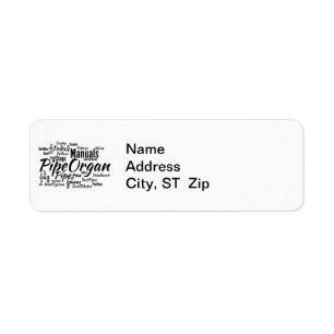 Pipe Organ Ord Cloud BLACK Text Returadress Etikett