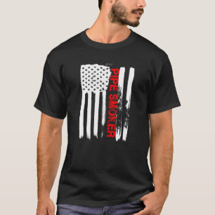 Pipe Smoker TShirt Old school Tobacco USA flagga G T Shirt