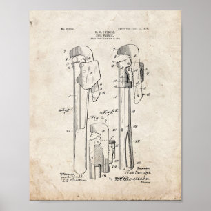 Pipe-wrench Patent - gammalt utseende Poster
