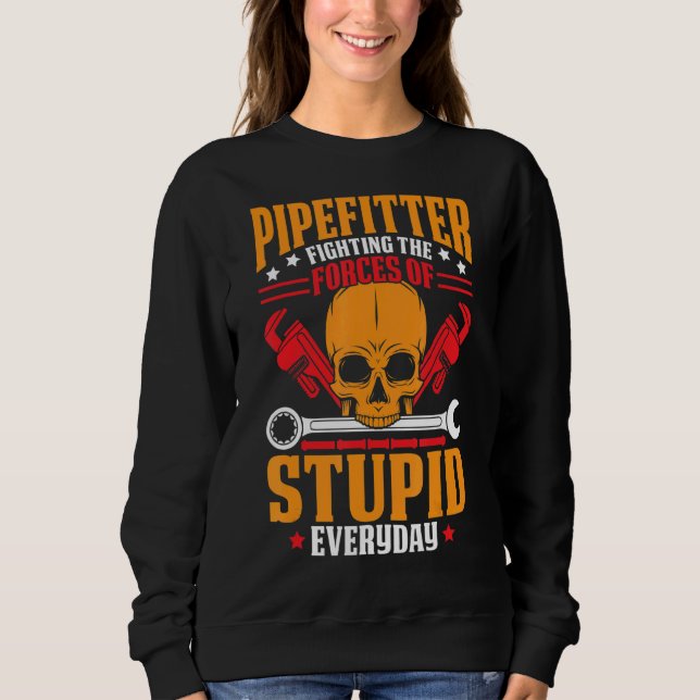 Pipefitter Pun Quote Pipe Passar textdesign T Shirt (Framsida)