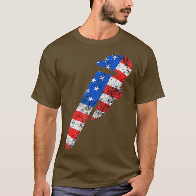 Pipefitterrörets amerikanska Flagga 4:e T Shirt (Framsida)
