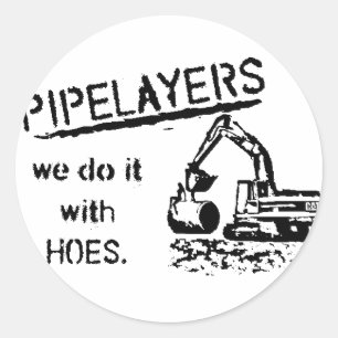 Pipelayer w/girl sitta on pipe runt klistermärke