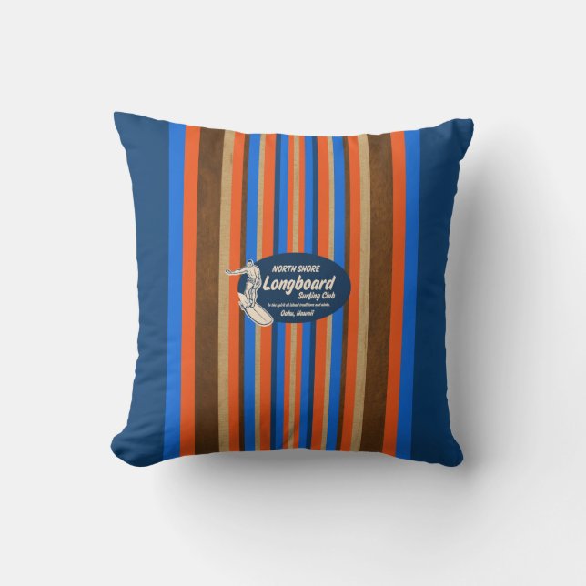 Pipeline Hawaii Surfboard Reversible Square Pillow Kudde (Framsida)