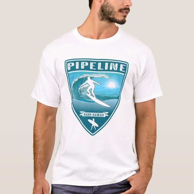Pipeline Oahu Hawaii T Shirt (Framsida)