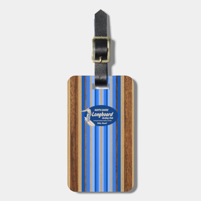 Pipeline Surfboard Hawaiian Stripe Luggage Taggs Bagagebricka (Vertikal Framsida)