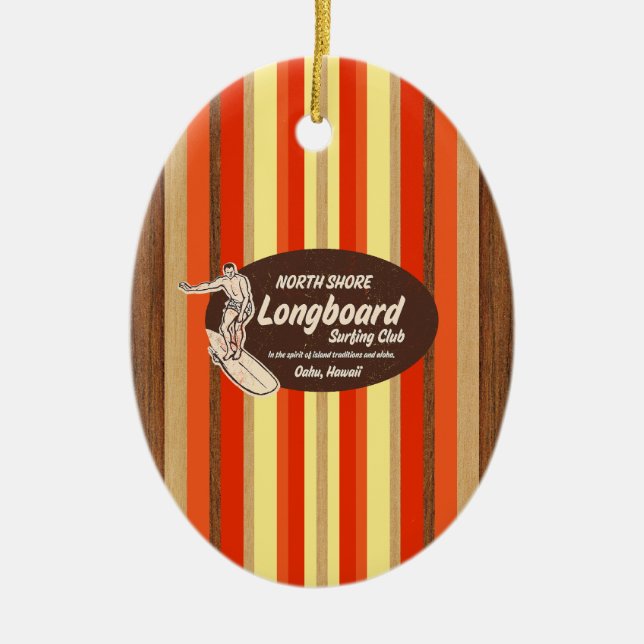 Pipeline Vintage Surfboard Ornament (Framsidan)