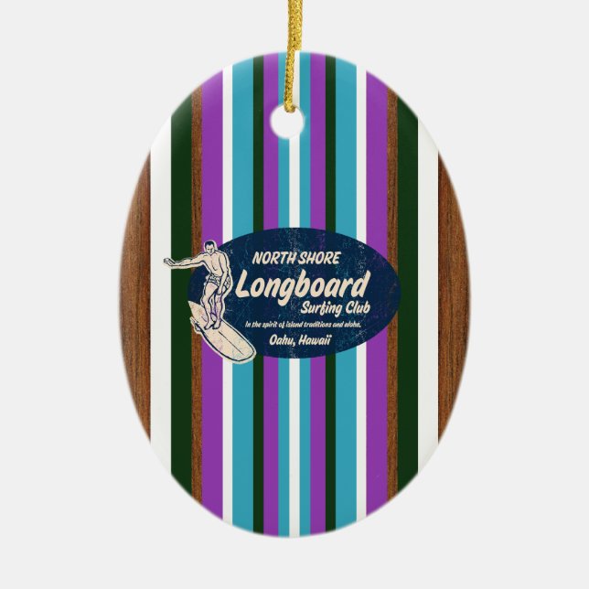 Pipeline Vintage Surfboard Ornament (Framsidan)