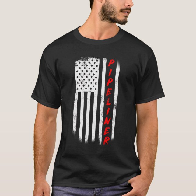 Pipeliner American Flagga Hoodie for Welder T Shirt (Framsida)