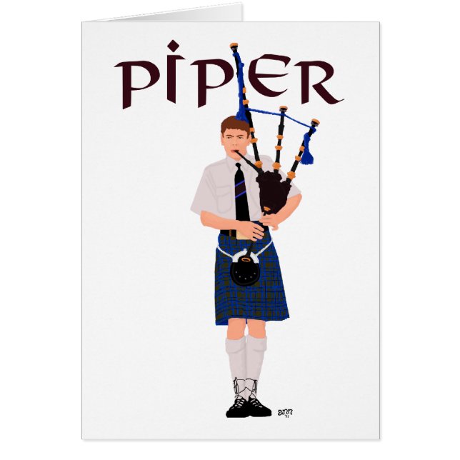 PIPER Blå Karo Hälsningskort (Framsidan)