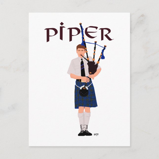 PIPER Blå Karo Vykort (Framsida)