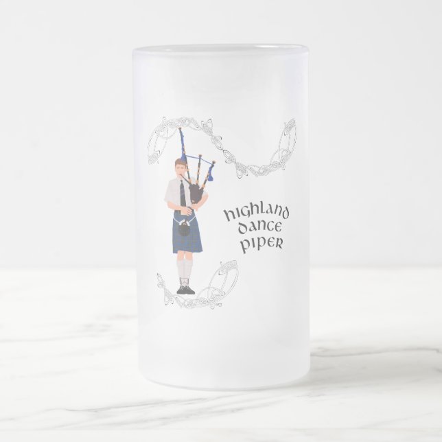 PIPER Blå Plaid Frostat Ölglas (Center)