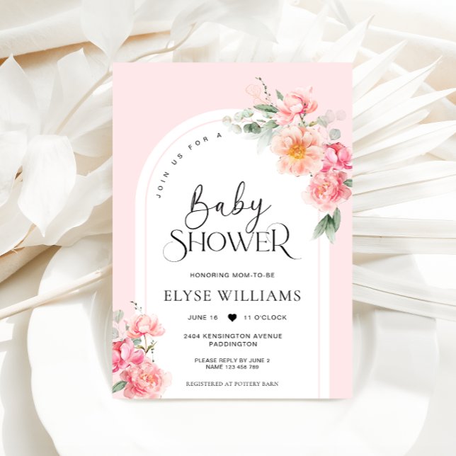 Piper Blommigt Baby Shower Inbjudningar (Piper Peony Floral Baby Shower Invitation )