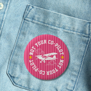 Piper Cub Flygplan Inte Din Andrepilot Rolig Rosa Knapp