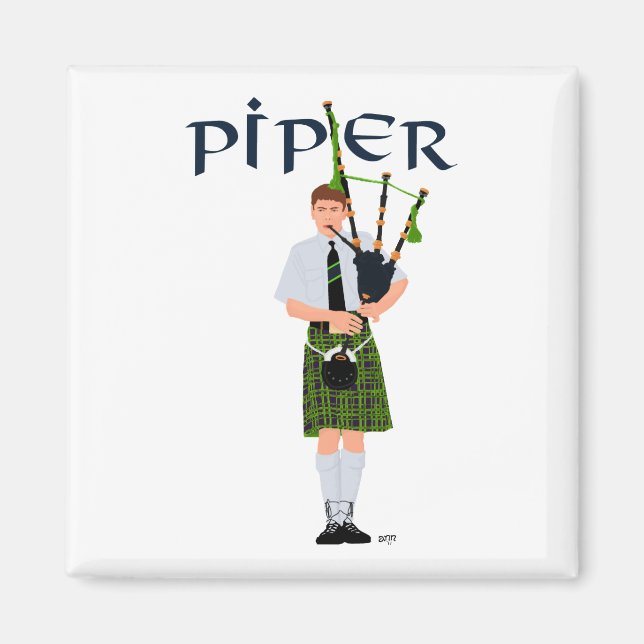 PIPER Grön Karo Magnet (Framsidan)