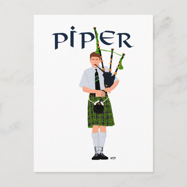 PIPER Grön Karo Vykort (Framsida)