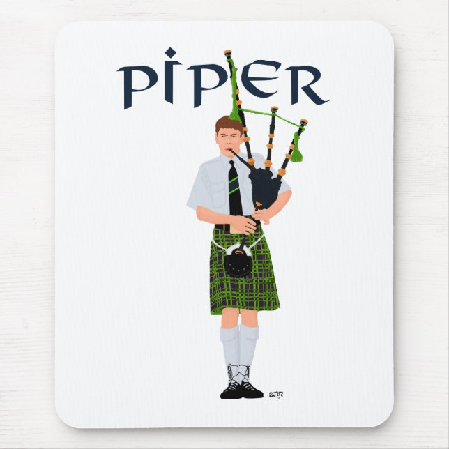 PIPER Grön Rutig Musmatta (Framsidan)