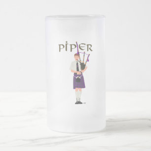 PIPER Lila Rutmönster Frostat Ölglas