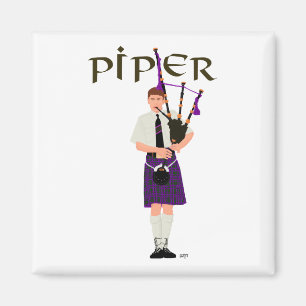 PIPER Lila Rutmönster Magnet