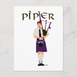 PIPER Lila Rutmönster Vykort